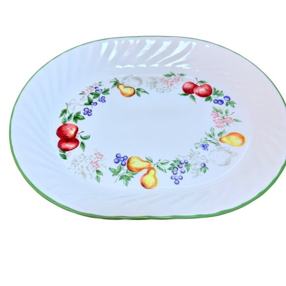 Corelle Corning Oval Serving Platter Chutney VTG 90s Dinnerware Fruit Garland - Picture 11 of 11